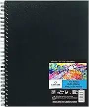 Canson Mix Media Art Book, Heavyweight French Paper, Double Sided Fine and Medium Texture, Side Wire Bound, 138 Pound, 9 x 12 Inch, 40 Sheets