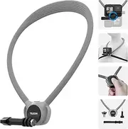 TELESIN SE 2.0 Neck Mount with Integrated Rotation, Air Cushion, Chest Strap for Action Cameras, Hands-Free POV Video Vlog Neck Mount for Go Pro Hero 13 12 11 DJI Osmo Action 5 Pro 4 Insta360 Gray
