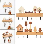 Wooden Key Holder Hat Rack Rustic Decorative 6 Hooks Wooden Key Hook Key Hanger