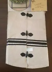 NWT Jaclyn Smith 48" Deluxe Tree Skirt Natural With Black Stripe.