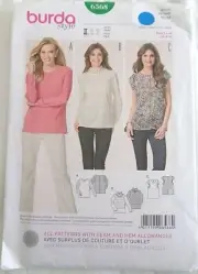 Burda Style Sewing Pattern - 6568 - 3 Versions of Blouses Sizes US 8-20 Uncut