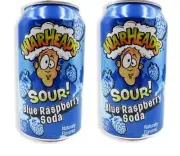 ⚫️ New Exclusive Warheads Sour Blue Raspberry Fruit Soda Candy Flavor (2 Cans)
