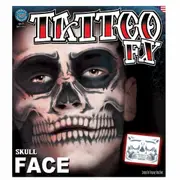 Skeleton Skull Full Face Temporary Tattoo