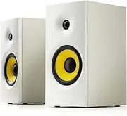 JSEIAJB Multimedia Bookshelf Desktop Computer Subwoofer BT 5.0 Wooden Active Speaker 100-240V 50/60Hz 25W(White-Mountain peach7)