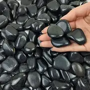 Natural Polished Black Pebbles - Decorative Smooth Pebbles for Bamboo Plants, Fish Tank, Vase Fillers and Fairy Garden. Aquarium Gravels for Fish Turtle Frog Tank Indoor Outdoor Use (5, Small)