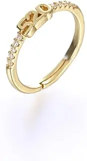 [Rrdaily] Open Adjustable Gold Tone 520 Ring Zircon Ring for Women Girls Fashion Birthday Valentine'S Day Jewelry Gifts