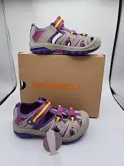 Merrell Big Kid Hydro Sandal Closed Toe Hiker Size 9 Tan Purple New