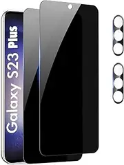 (2+2PCS) RUNGOS for Samsung S23 Plus / S23+ Privacy Screen Protector Tempered Glass with Camera Lens Protector [Fingerprint Sensor Friendly] Anti Spy for Samsung Galaxy S23 Plus Screen Protector 2023
