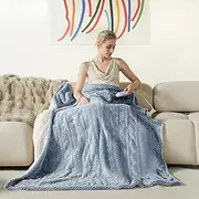 [Templewet] Heated Blanket Electric Blanket 50" x 60" - Cozy Soft Heated Throw with 5 Heating Levels & 3 Hours Auto Off,Machine Washable,ETL & FCC Certification,Over-Heat Protect(Frosty Blue)