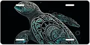Glowing Green Sea Turtle License Plate Decorative Car Metal Plates Vanity Tag Aluminum Novelty License Plate Car Decoration 6 X 12 Inch