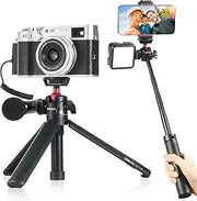 [ULANZI] MT-16 Camera Tripod Mini Tabletop Tripod Selfie Stick with Cold Shoe,Travel Tripod for Phone 12 Canon G7X Mark III Sony ZV-1 RX100 VII A6600 Vlogging Filmmaking Live Streaming
