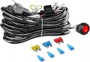 aikoolwer LED Light Bar Wiring Harness Kit 300cm 18AWG 2 Leads Heavy Duty 12V 30A Car On Off Waterproof Switch Power Relay Blade Fuse Off Road Lights Work Light