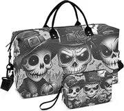 [ZRYSMY] Duffel Bag for Traveling, Halloween Skeleton Witch Travel Bag Gym Bag, with Multiple Interior Pockets Shoulder Weekender Bag for Women Men with Toiletry Bag 20.5L x 1.9W x 13.8H, Multi-Colored