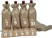KICHOUSE 20pcs Wine Bottle Bags with Drawstring Tags Reusable Burlap Wine Covers for Parties Weddings and Holiday and Decoration