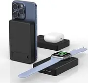 Auskang Magnetic Power Bank 10000mAh, Wireless Fast Charging Portable Charger, Foldable Stand Slim Power Bank,for Apple Watch,Mini Battery Pack Compatible for iPhone 12/13/14 Plus/Mini Series (Black)