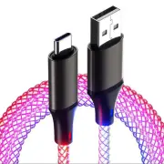 6A 66W USB-A to Type-C RGB Lighting Cable PD Fast Charging Data Transmission Copper Core Line 1M Long for iPhone 16 16 P
