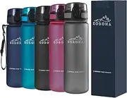 KOBONA 500-ml Smart and Handy Small Sport Water Bottle - Wide Mouth for Ice, Fruit Infuser Sieve, Leak Proof, Light Weight, Food Grade BPA Free USA Tritan Material, for Gym Fitness School Office, GREY