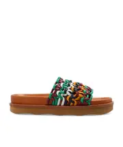 Wavy interwoven-strap slides 37,38,39 Brown