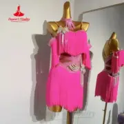 Latin Dance Performance Fringe Dress Rumba Chacha Tango Competition Costume