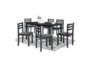 Design Square 7Pc Dining Set Rectangular Dining Table 150cm With 6 Dining Chairs