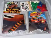 Blaze And The Monster Machines Birthday Banner Cake / Cupcake Toppers Balloons