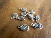 7-8mm Gray Rough Diamond Single Loop Connectors, 925 Silver Connectors