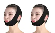 V Face Mask Double Chin Reducer, V Shaped Slimming Face Mask, Chin Up Mask, Face Lifting Belt - 2packs - Black