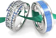 [loversring] Wedding Ring Sets His And Hers Promise Ring Wedding Ring Sets His And Hers Couples Women 925 Sterling Silver Square Cut Blue Moissanite Man titanium Wedding Band