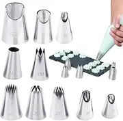 Cake Decorating Icing Piping Tips,10Pcs Stainless Steel Decorating Nozzles Tips Cake Decorating Icing Piping Tips Rose Flower Piping Tips,Rose Flower Piping Tips Cake Decorating Tips Icing Piping Tips