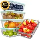 5-Pack 35oz Airtight Glass Food Storage Containers w/ Plastic Lids Meal Prep