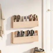 vidaXL Wall-mounted Shoe Racks 2 pcs 59x9x23 cm Solid Wood Pine