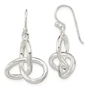 Sterling Silver Polished Knot Dangle Shephard Hook Earrings