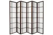 Cross Room Divider Screen Brown 6 Panel