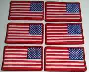 6 UNITED STATES Flag Military Patch W/ VELCRO® Brand Fastener Left Red Border