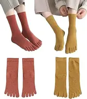 [Pursuestar] 2 Pairs Women Girl Cotton Sports Casual Sandal Split Toe Socks Five Finger Socks Tabi Flip Flops Socks