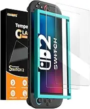 COOWPS Screen Protector for Nintendo Switch 2 (2025), Ultra HD Tempered Glass Protector with Alignment Frame Easy to Install, 9H Hardness Scratch Resistant Screen Protector for Switch 2 (2 Pack)