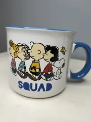 Squad Charlie Brown Coffee Mug Peanuts oversized blue on white snoopy new linus