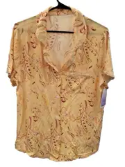Stars Above Sleepwear Pajama Top Size L Button Up Paisley NWT