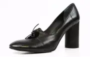 Robert Clergerie Paris Black Leather Lace-Up Pumps N5422 Woman's Size 9.5 B