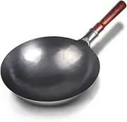 Iron Pan Non-Coating Cooking Pot Kitchen Cookeware Handmade Hammering Wok Gas Cookware(30cm)