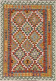 Dual-Sided Kilim Kelim Rugs Flatweave Wool Carpet 4x6 ft