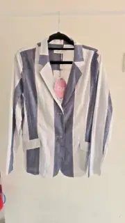 NWT Peter Alexander Size S Blazer Sleepshirt Pyjama Tops with pockets longsleeve