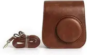 TYUANDOUER Protective Case for Fujifilm Instax Mini SE Instant Camera, PU Leather Carry Case for Fuji Instax Mini SE with Shoulder Strap - Brown