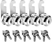 Fosiya 5 Pack 5/8" Inch Zinc Alloy Premium Cabinet Cam Locks, Alike Keyed Cam Lock Set, Secure Files Drawers Mailbox RV Camper Door Tool Box