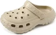 [SECHRITE] Boys Girls Classic Garden Clogs Shoes for Kids Waterproof Water Shoes Indoor Outdoor Slippers - Toddler/Little Kid/Big Kid, Sand, 5.5-6 Big Kid