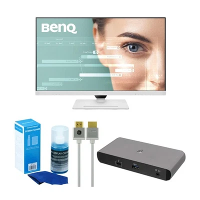 BenQ GW3290QT 31.5" 2K QHD USB-C Ergonomic Monitor (White) Bundle