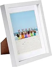 Nicola Spring 1x White 8'' x 10'' 3D Box Photo Frame with White 5'' x 7'' Mount - Standing Hanging Craft Shadow Picture Display - by Nicola Spring
