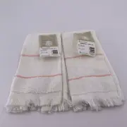 2 Charles Craft Counted Cross Stitch Fingertip Towels White Peach NOS