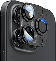 KISMER [2 PACK for iPhone 16 Pro/iPhone 16 Pro Max Camera Lens Protector with parameters printing, [Drop Protection] 9H Tempered Glass Camera Cover Screen Metal Case Friendly - Black