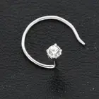 0.05 Ct Natural Diamond Women's Piercing Nose Stud Pin 14K Solid White Gold